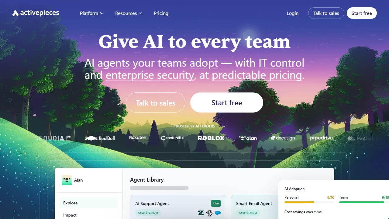 Activepieces interface screenshot showing the main dashboard