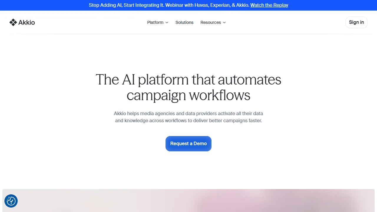 Akkio interface screenshot showing the main dashboard