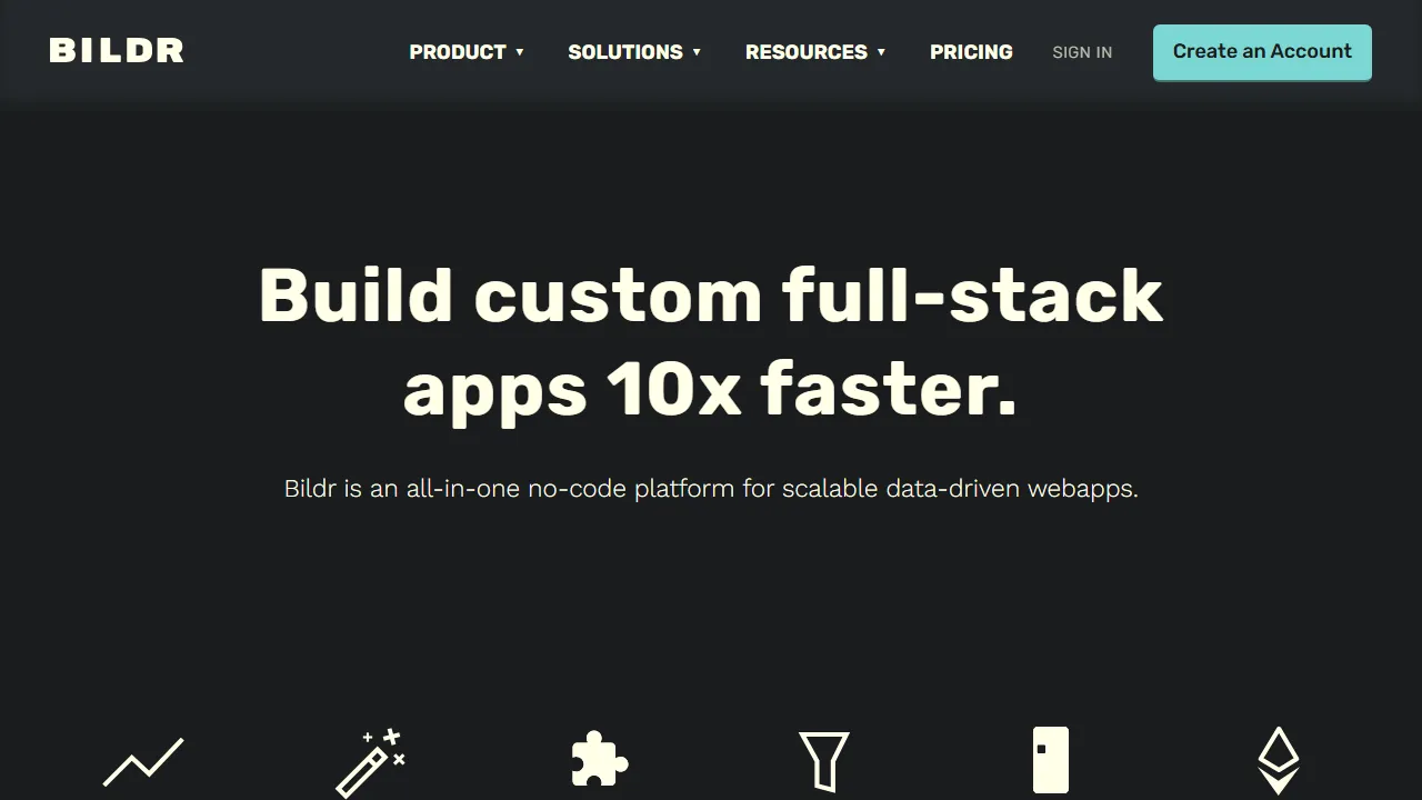 Bildr interface screenshot showing the main dashboard