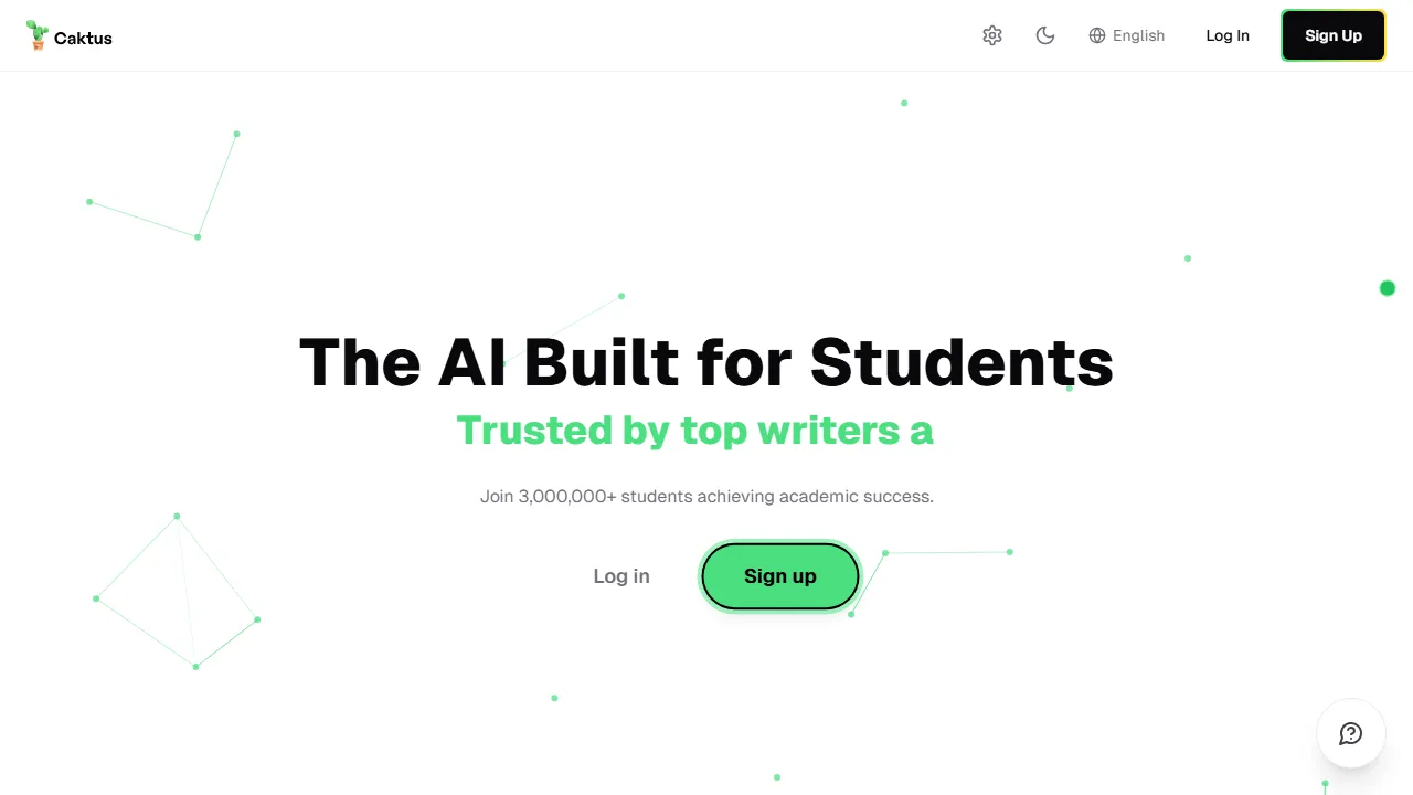 Caktus AI interface screenshot showing the main dashboard
