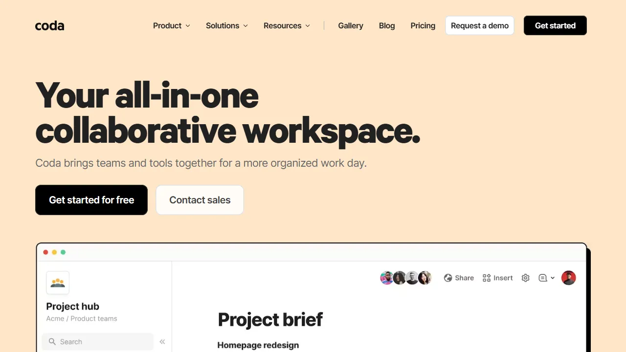 Coda AI interface screenshot showing the main dashboard