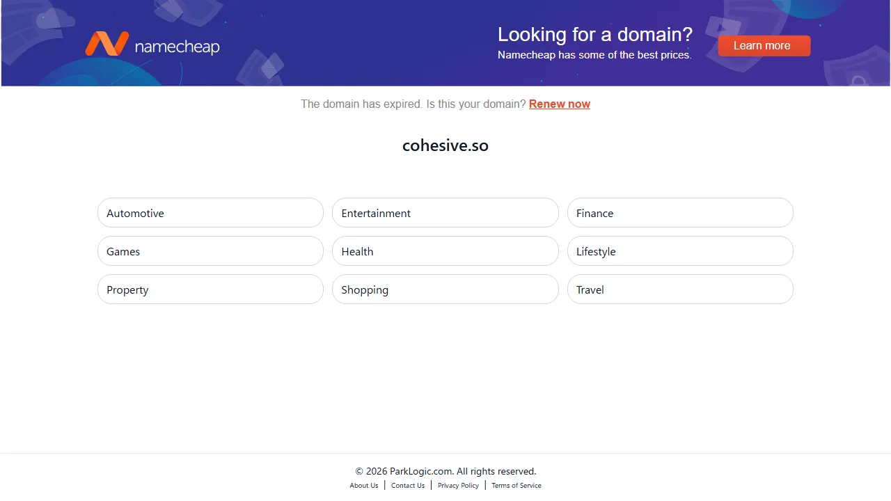 Cohesive AI interface screenshot showing the main dashboard