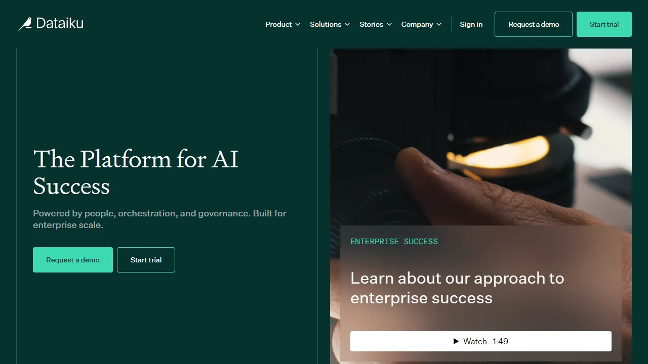Dataiku interface screenshot showing the main dashboard