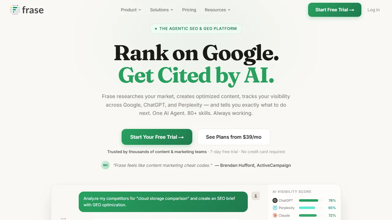 Frase interface screenshot showing the main dashboard