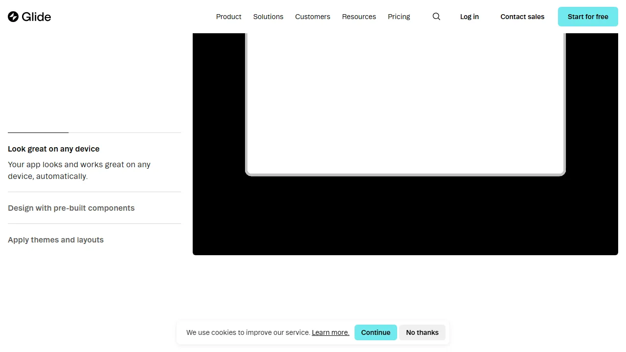 Glide interface screenshot showing the main dashboard