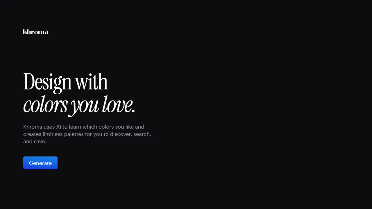 Khroma interface screenshot showing the main dashboard