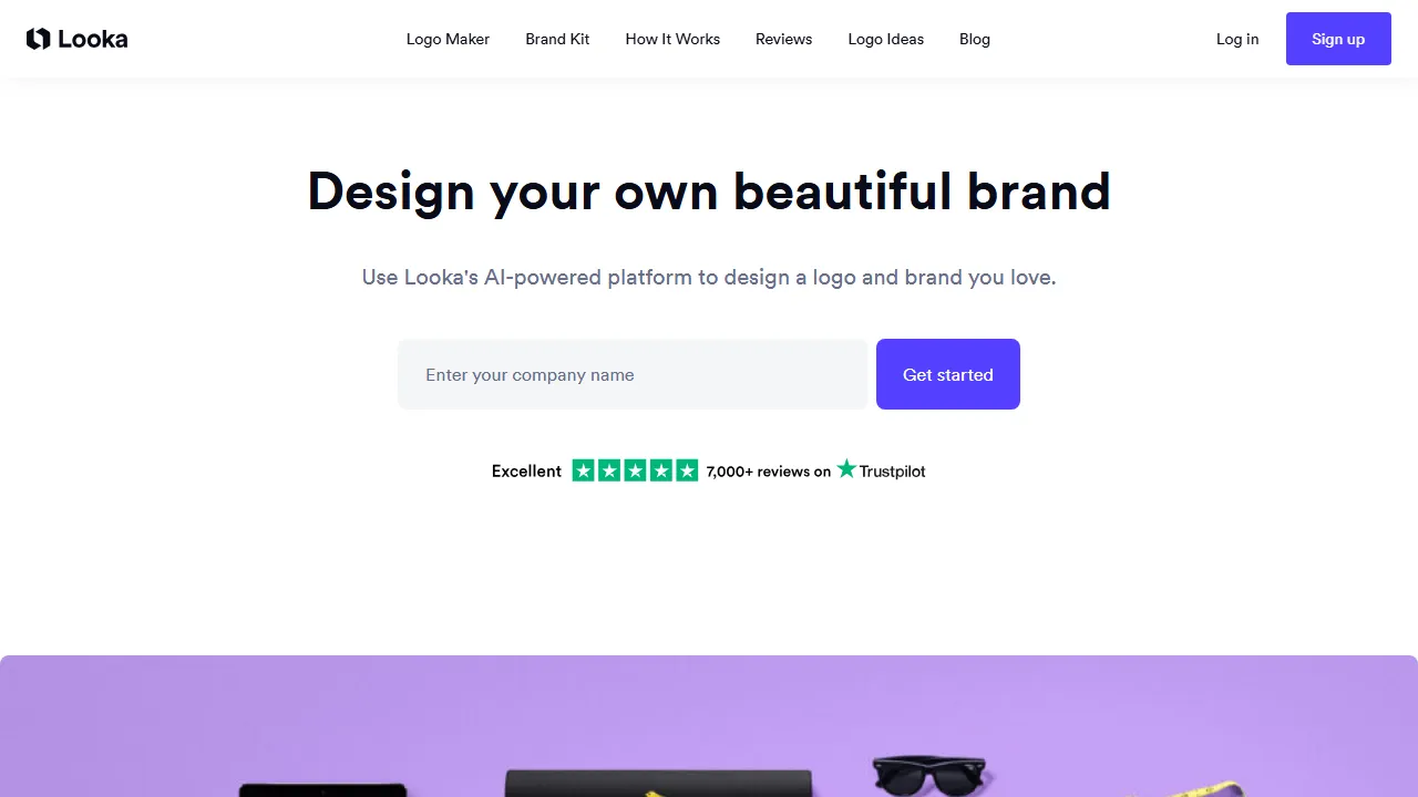 Looka interface screenshot showing the main dashboard