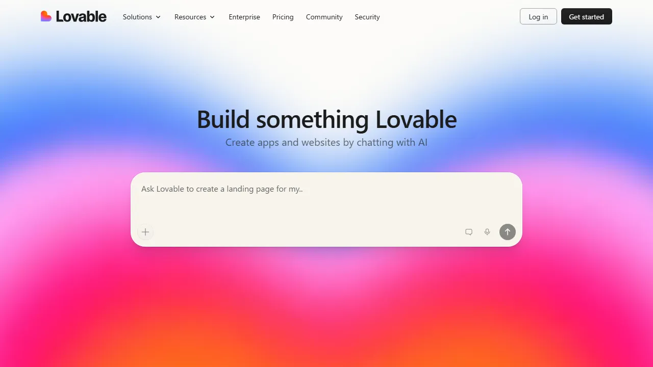 Lovable interface screenshot showing the main dashboard