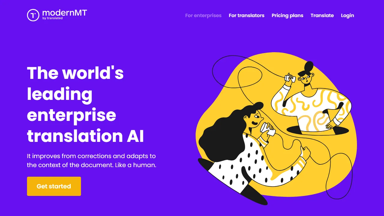 Translated (ModernMT) interface screenshot showing the main dashboard