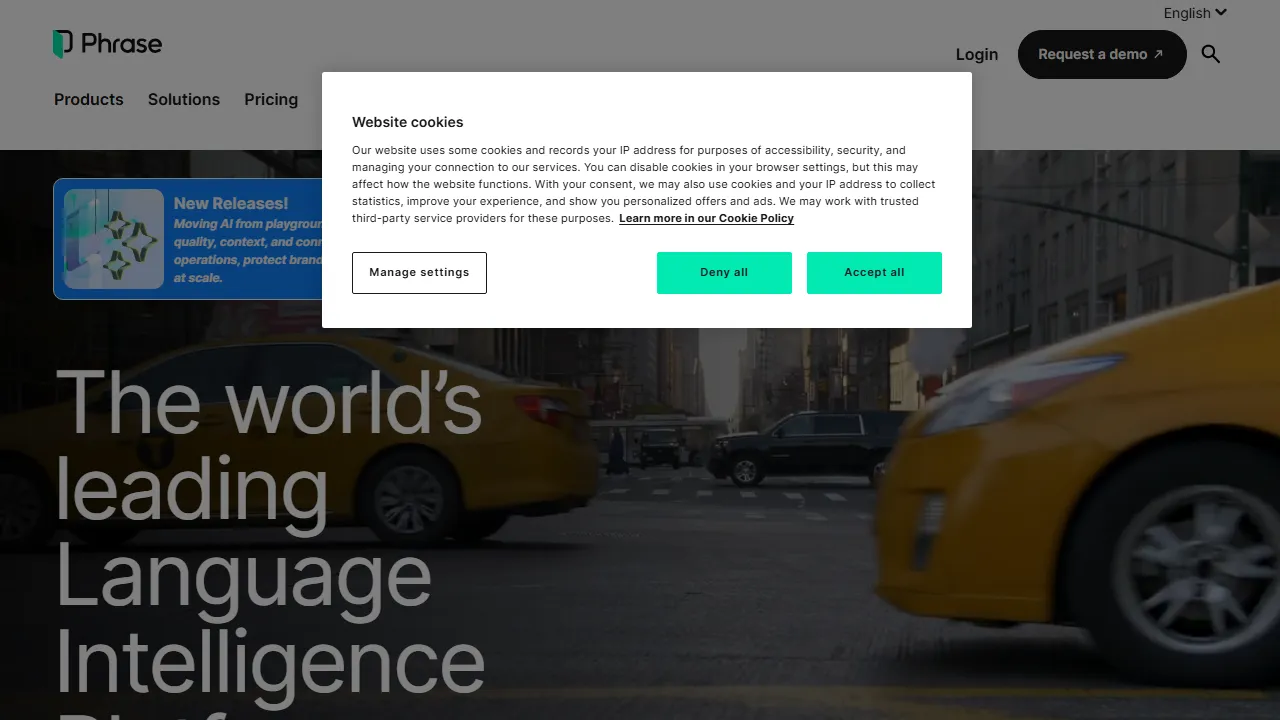 Phrase (Memsource) interface screenshot showing the main dashboard