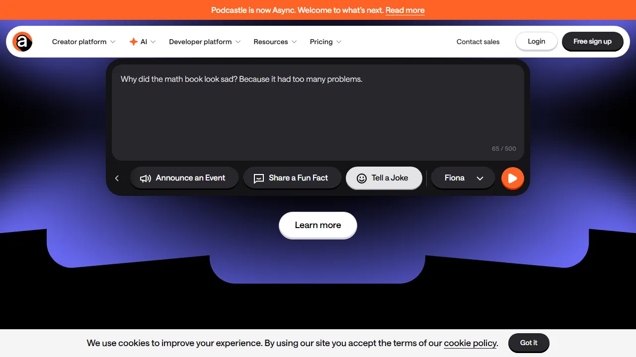 Podcastle interface screenshot showing the main dashboard