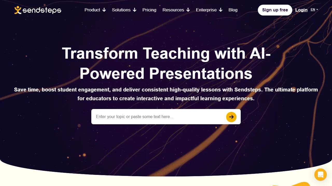 Sendsteps AI interface screenshot showing the main dashboard