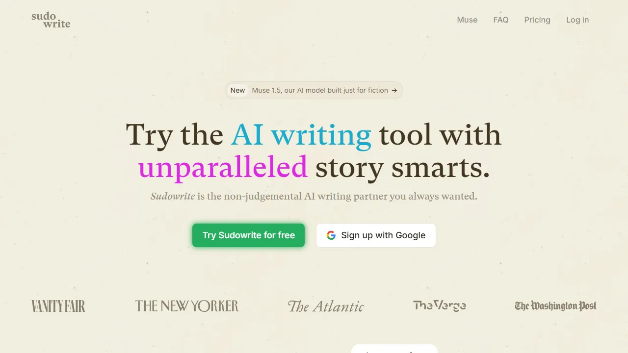 Sudowrite interface screenshot showing the main dashboard