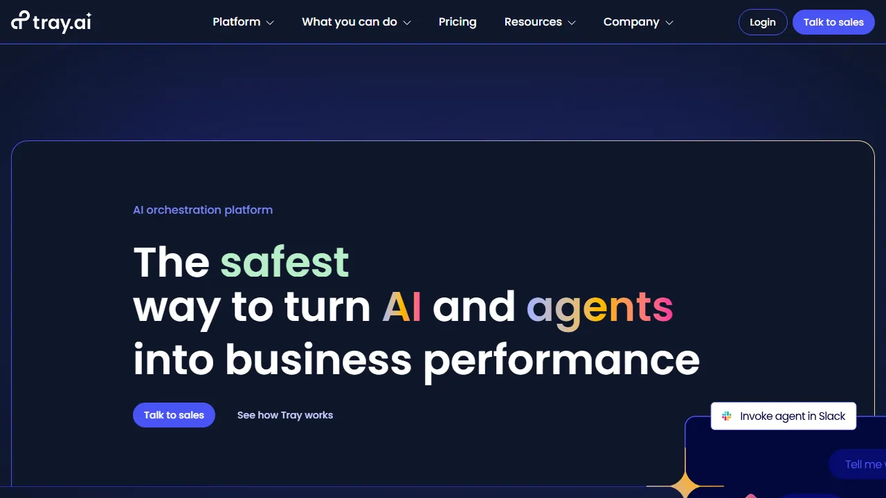Tray.io interface screenshot showing the main dashboard