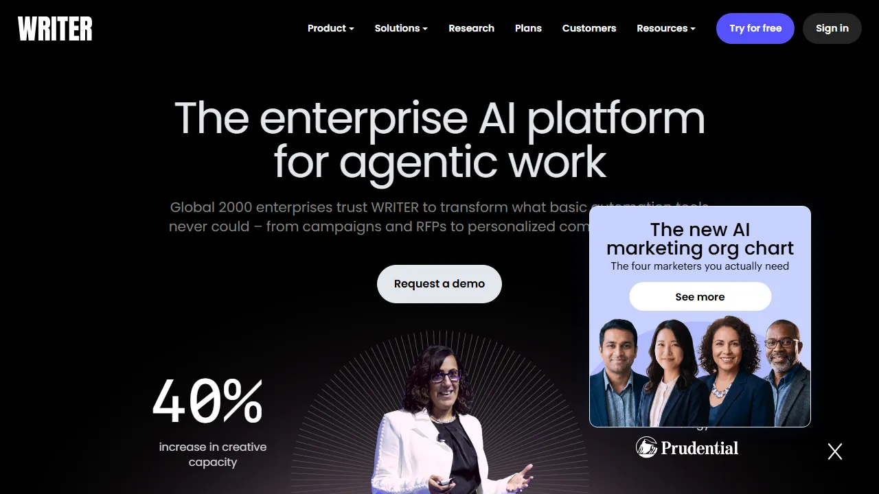Writer interface screenshot showing the main dashboard