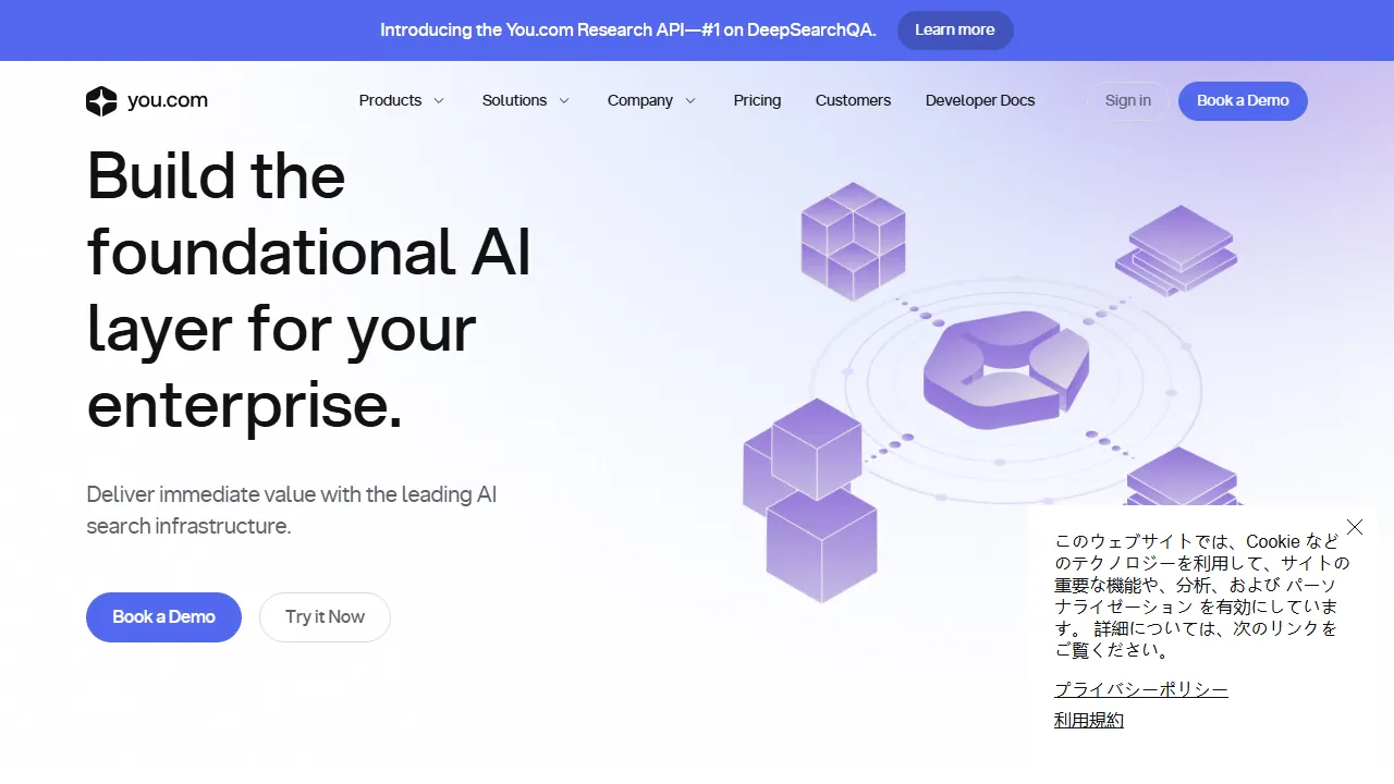 You.com interface screenshot showing the main dashboard